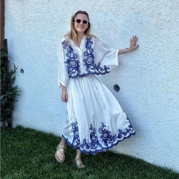 ZARA CONTRAST EMBROIDERED SKIRT ONLY ZW COLLECTION 5107/245 346/021 - Picture 7 of 8